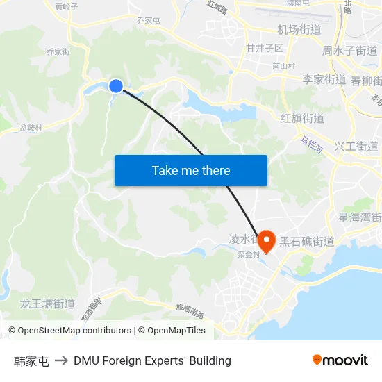 Hanjiatun to DMU Foreign Experts' Building map