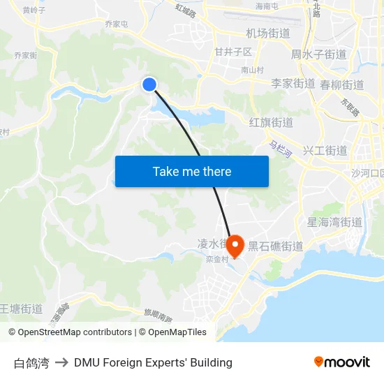 White Dove Bay to DMU Foreign Experts' Building map