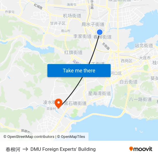 Chunliu River to DMU Foreign Experts' Building map