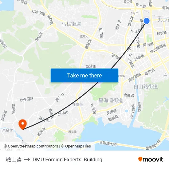 Anshan Road to DMU Foreign Experts' Building map