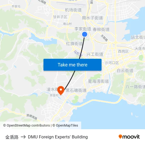 Jindun Road to DMU Foreign Experts' Building map