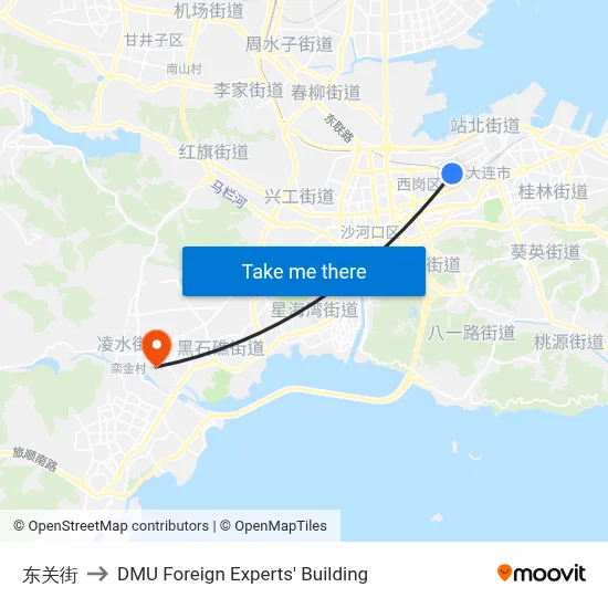 Dongguan Street to DMU Foreign Experts' Building map