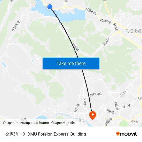 Jinjiagou to DMU Foreign Experts' Building map