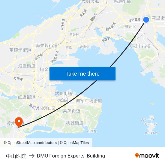 Nakayama Medical Clinic to DMU Foreign Experts' Building map