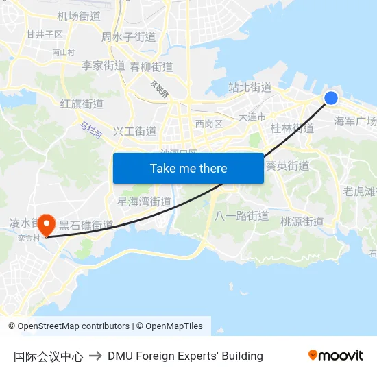 International Conference Center to DMU Foreign Experts' Building map