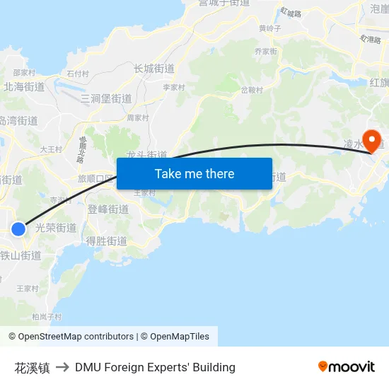 Huaxi Town to DMU Foreign Experts' Building map