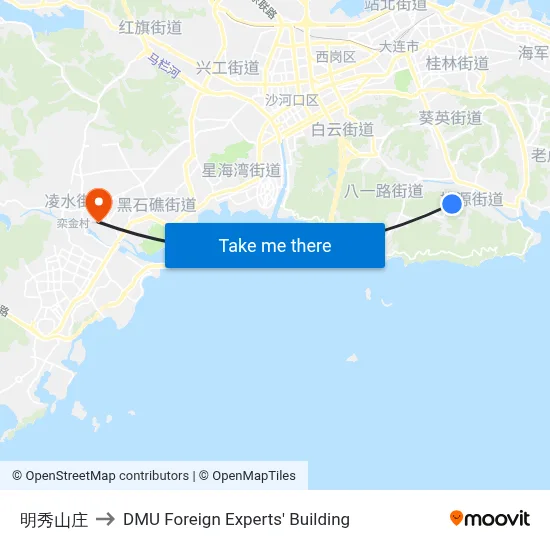Mingxiu Villa to DMU Foreign Experts' Building map