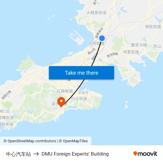 Central Bus Station to DMU Foreign Experts' Building map