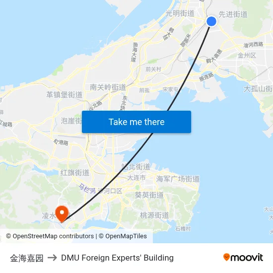 Jinhai Jiayuan to DMU Foreign Experts' Building map
