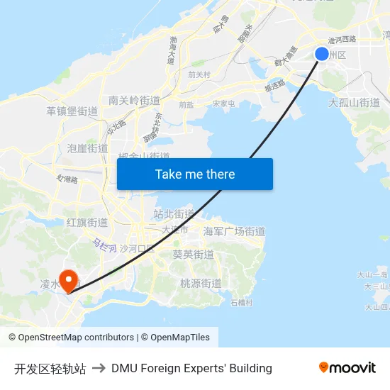 Development Zone Light Rail Station to DMU Foreign Experts' Building map