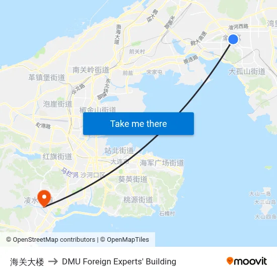 Customs Building to DMU Foreign Experts' Building map