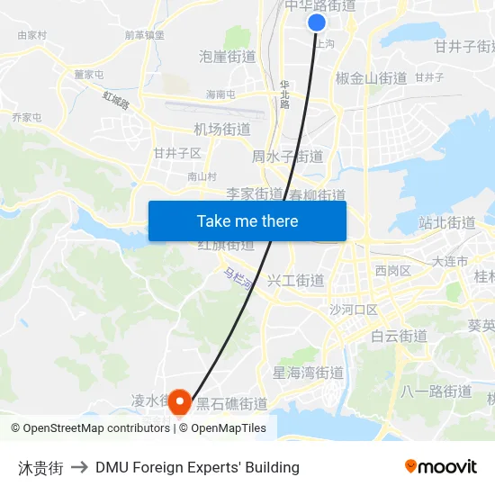 Mugui Street to DMU Foreign Experts' Building map