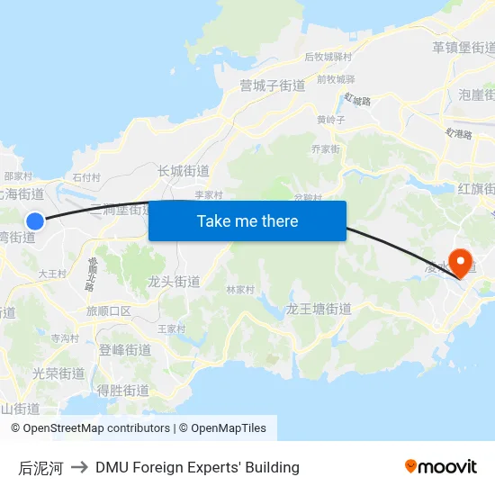 Hou Ni River to DMU Foreign Experts' Building map