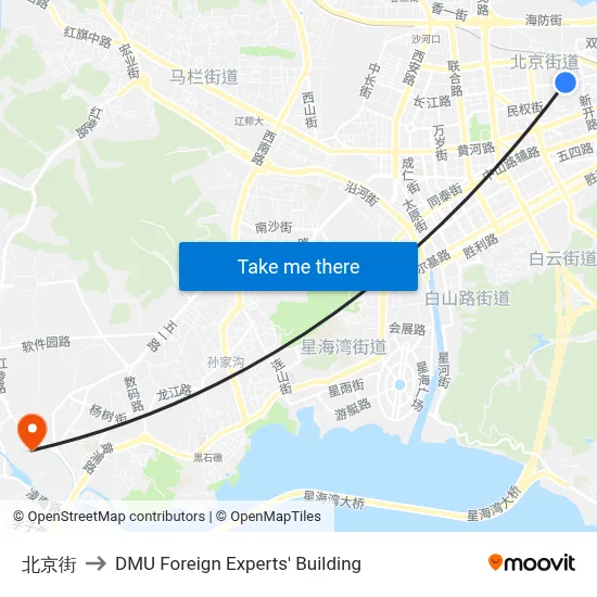 Beijing Street to DMU Foreign Experts' Building map