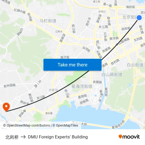 Beigang Bridge to DMU Foreign Experts' Building map