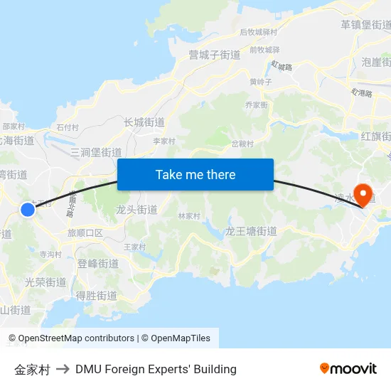 Jin Family Village to DMU Foreign Experts' Building map