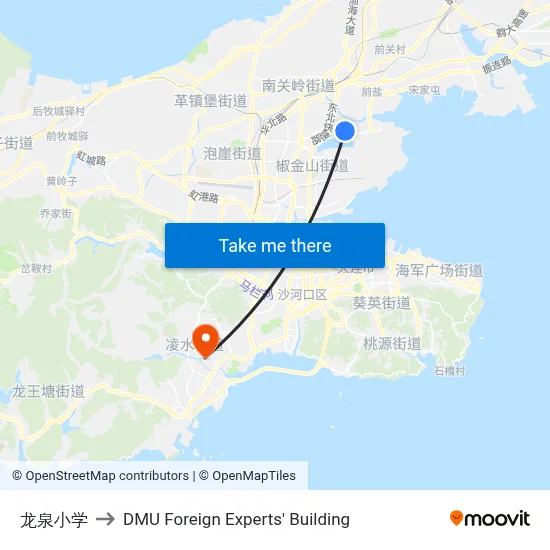 Longquan Primary School to DMU Foreign Experts' Building map