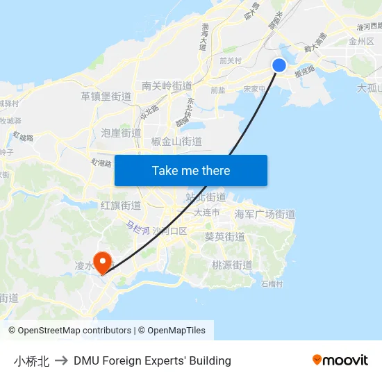 Xiaoqiao North to DMU Foreign Experts' Building map