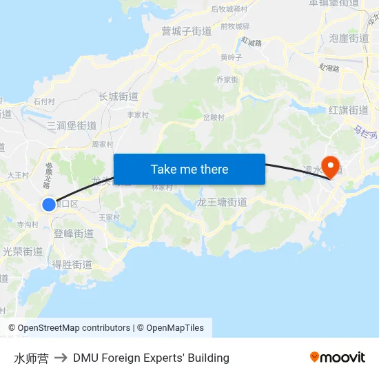 Shuishiying to DMU Foreign Experts' Building map