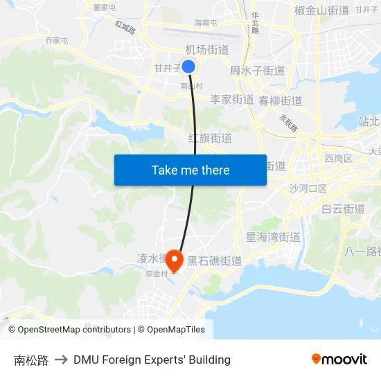 Nansong Road to DMU Foreign Experts' Building map