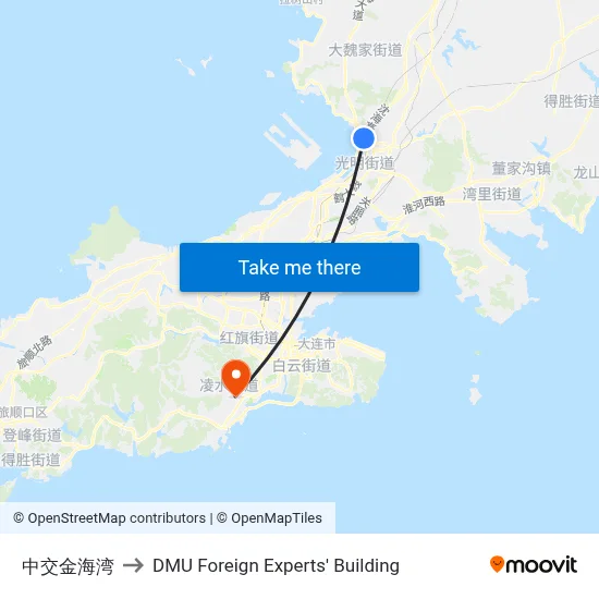 Zhongjiao Golden Bay to DMU Foreign Experts' Building map