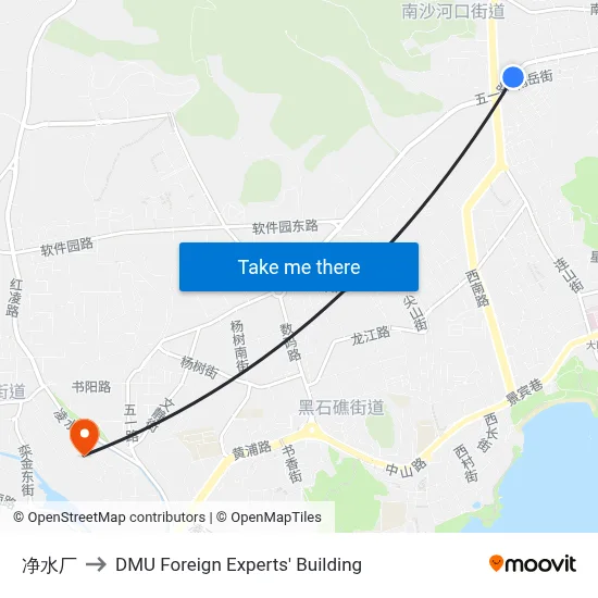 Water Treatment Plant to DMU Foreign Experts' Building map