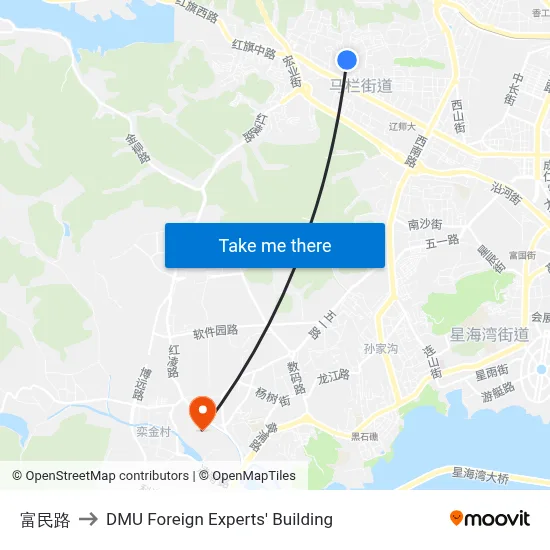 Fumin Road to DMU Foreign Experts' Building map