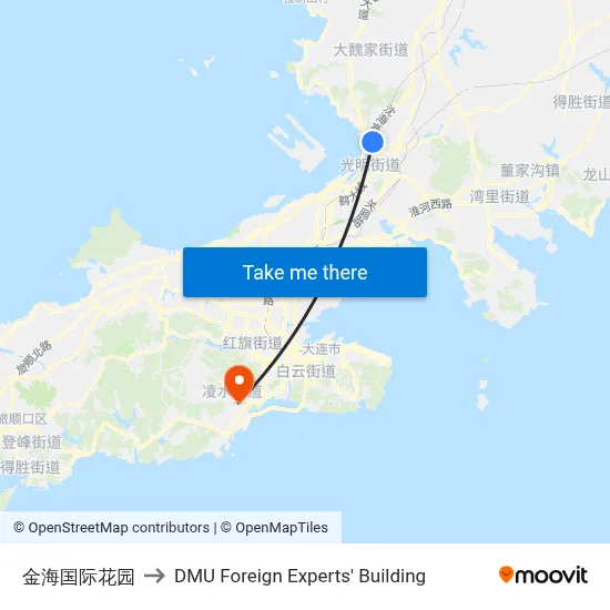 Jinhai International Garden to DMU Foreign Experts' Building map