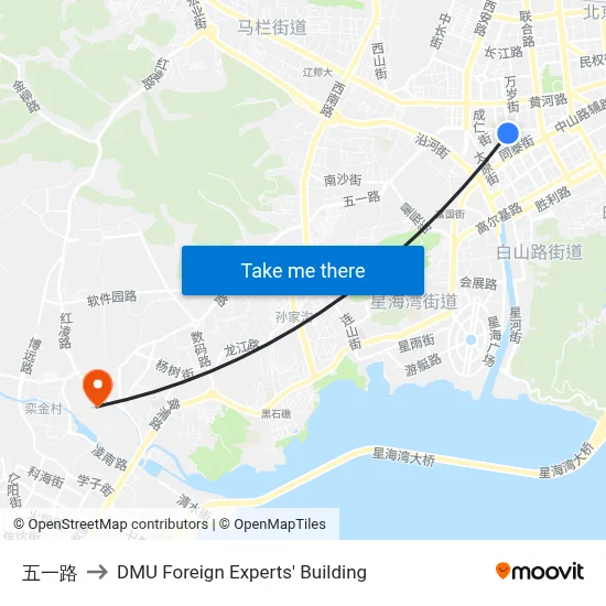 Wuyi Road to DMU Foreign Experts' Building map