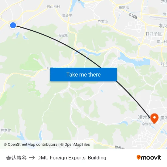 Teda Wisdom Valley to DMU Foreign Experts' Building map