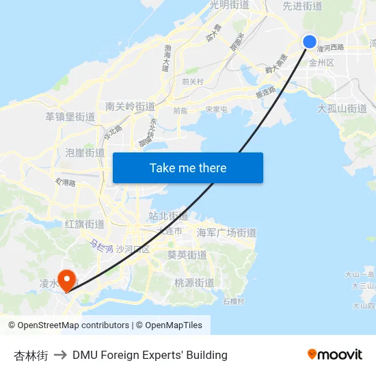 Xinglin Street to DMU Foreign Experts' Building map