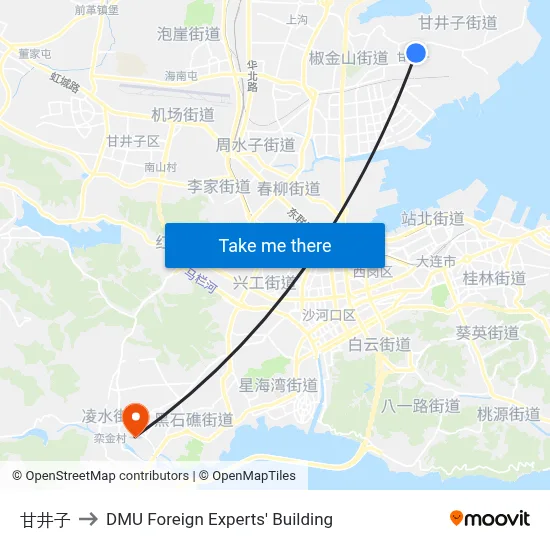 Ganjingzi to DMU Foreign Experts' Building map