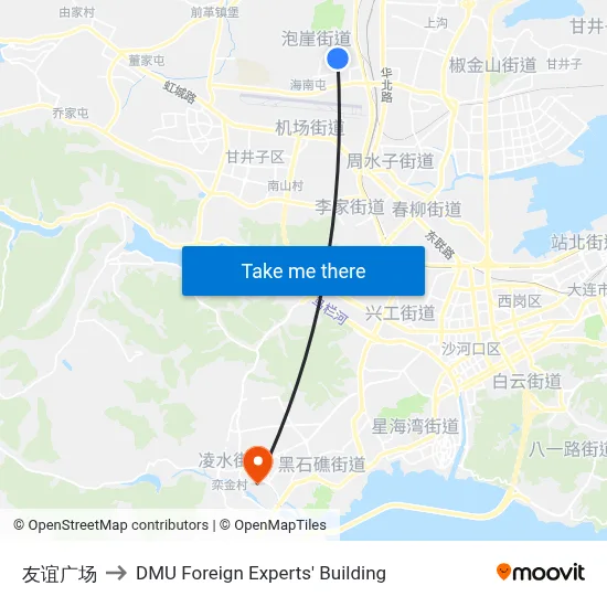 Friendship Square to DMU Foreign Experts' Building map