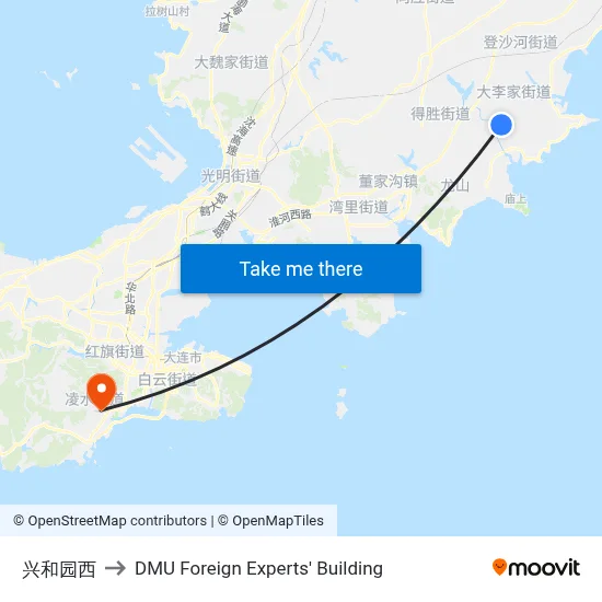 Xingheyuan West to DMU Foreign Experts' Building map