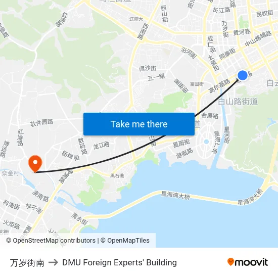 Wansui South Street to DMU Foreign Experts' Building map