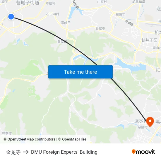 Jinlong Temple to DMU Foreign Experts' Building map