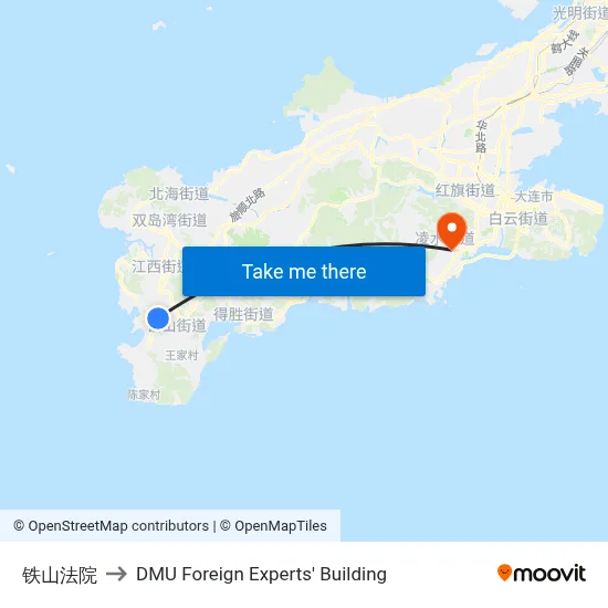 Tieshan Court to DMU Foreign Experts' Building map