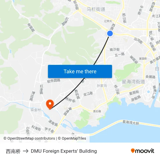 Southwest Bridge to DMU Foreign Experts' Building map