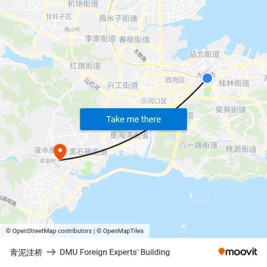 Qingniwa Bridge to DMU Foreign Experts' Building map