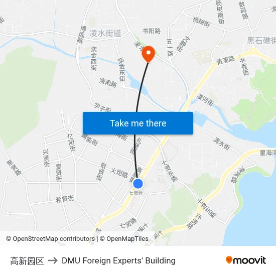 High-Tech Park to DMU Foreign Experts' Building map