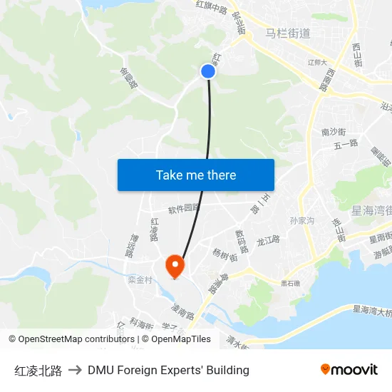 Hongling North Road to DMU Foreign Experts' Building map