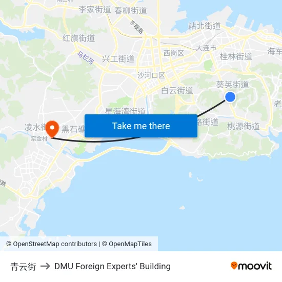 Qingyun Street to DMU Foreign Experts' Building map