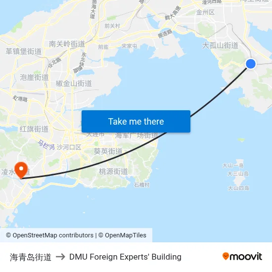 Haiqingdao Street to DMU Foreign Experts' Building map