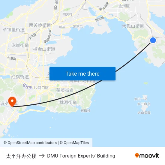 Pacific Office Building to DMU Foreign Experts' Building map
