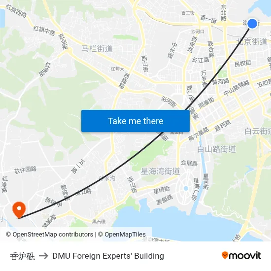 Xiangluzhao to DMU Foreign Experts' Building map