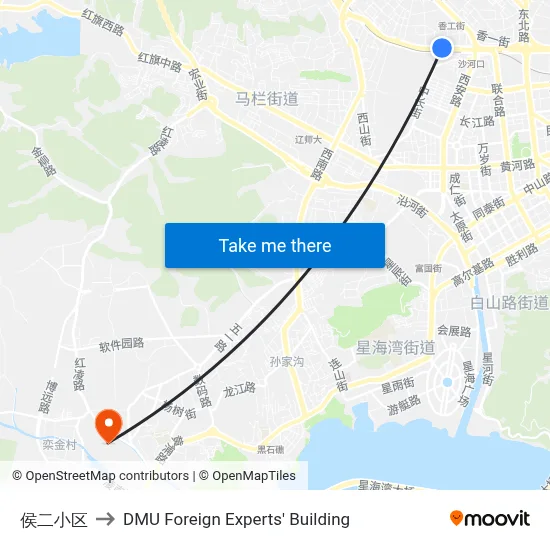 Hou Er Complex to DMU Foreign Experts' Building map