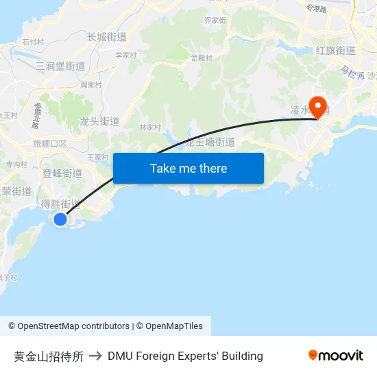 Huangjin Mountain Guesthouse to DMU Foreign Experts' Building map