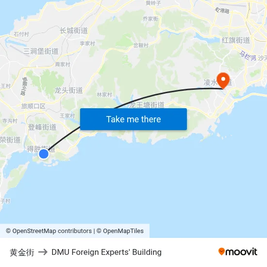 Golden Street to DMU Foreign Experts' Building map