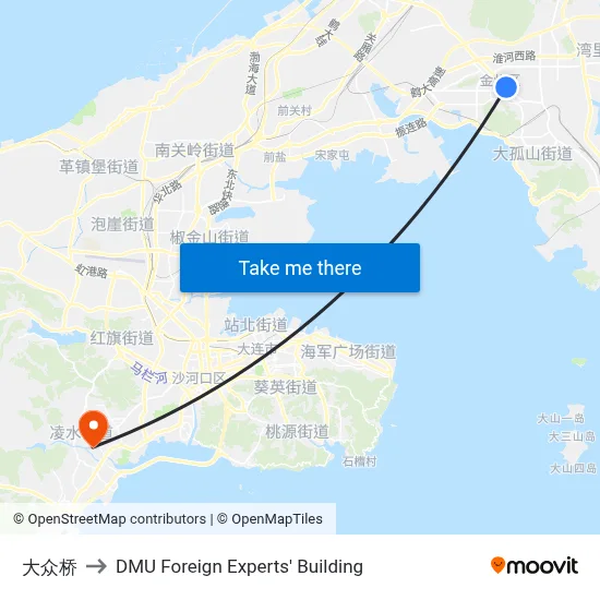 Dazhong Bridge to DMU Foreign Experts' Building map