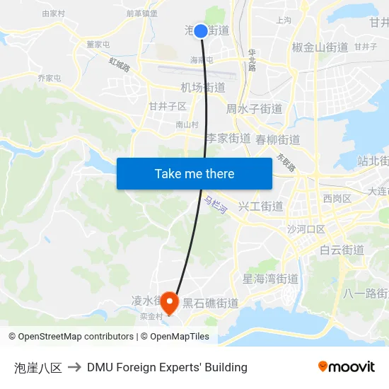 Paoya District 8 to DMU Foreign Experts' Building map